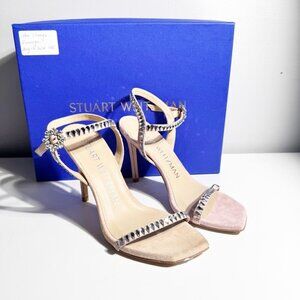 Stuart Weitzman Gemcut 100 Strappy Sandal in Ballet Pink Suede size 6